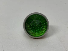 NOS motorcycle bicycle 1" GLASS REFLECTOR license plate GREEN FACETED #13