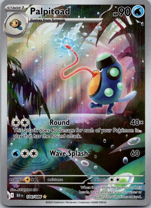 Palpitoad 104/086 Holo Illustration Rare Black Bolt Pokemon NM AA-15