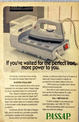 Passap Steam Disk Iron ''If you waited for the Perfect Iron''Vintage Print Ad 1993