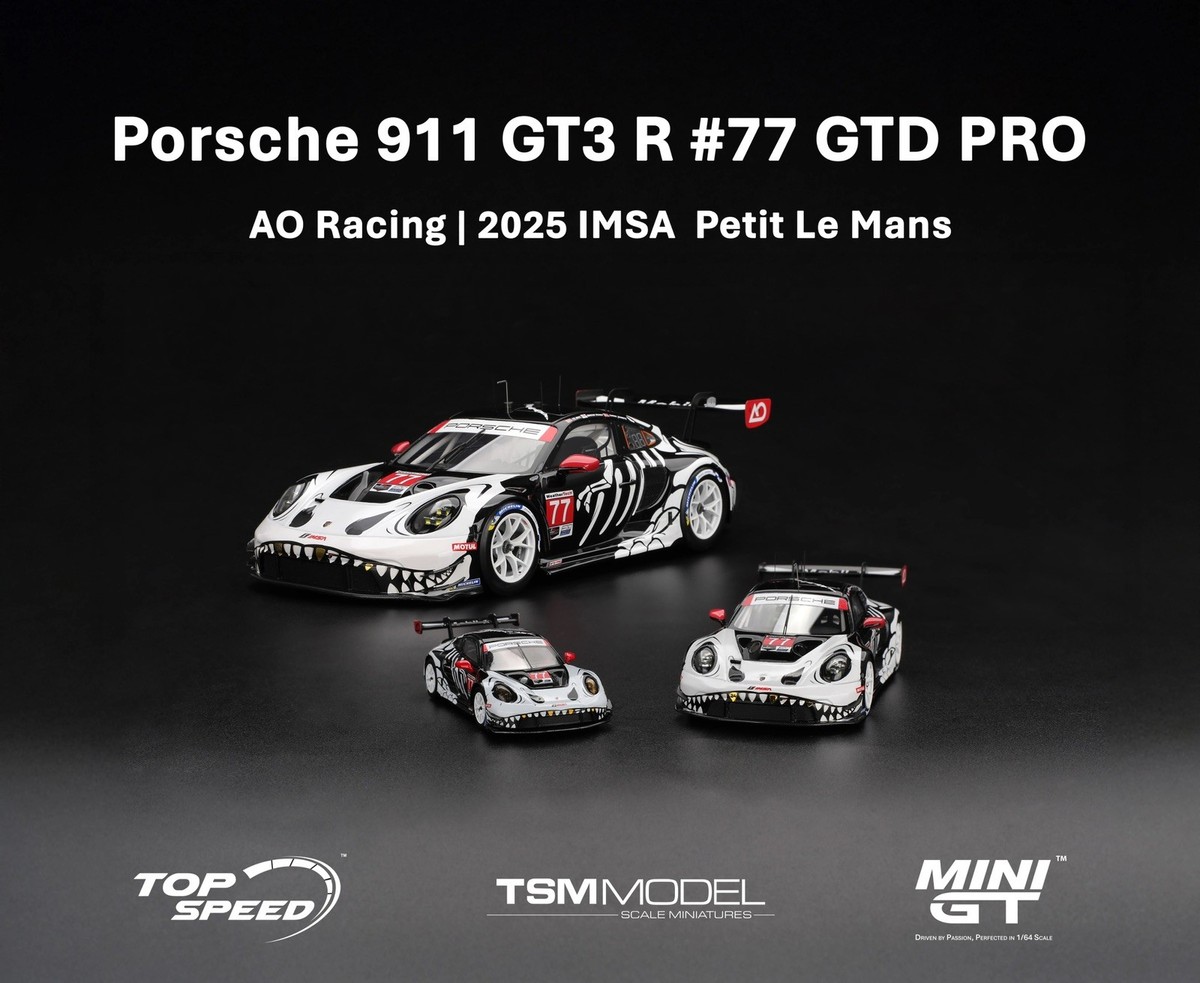 PRE-ORDER) MINI GT #1143 Porsche 911 GT3 R 77 AO Racing Skeleton