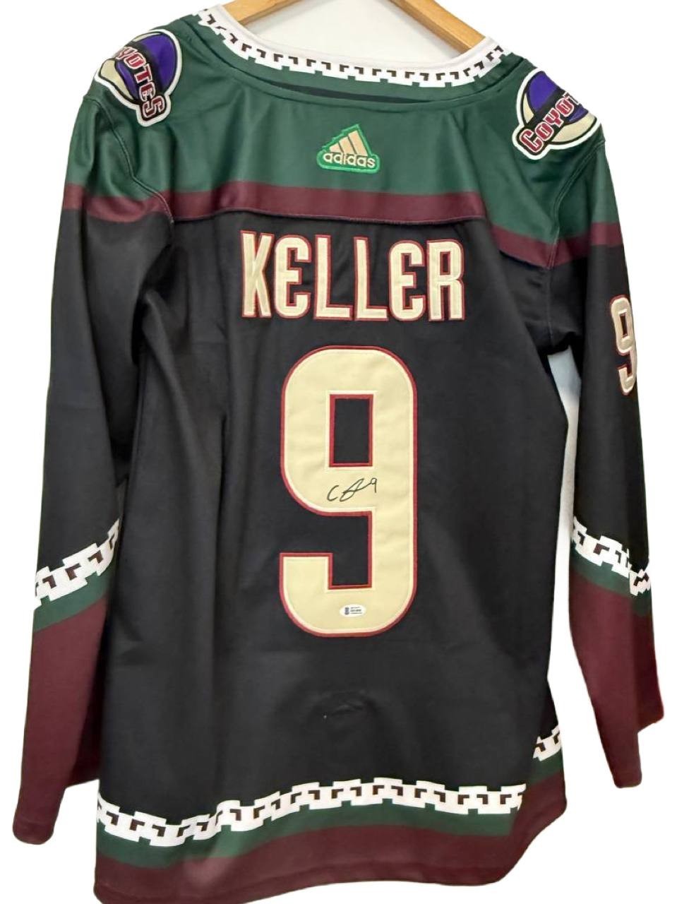 Clayton Keller Signed Arizona Coyotes Jersey Beckett COA Autographed NHL