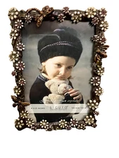 Argento SC Sicura 4"x 6" Bejeweled  Austrian Crystal Flowers,  Butterfly Desktop