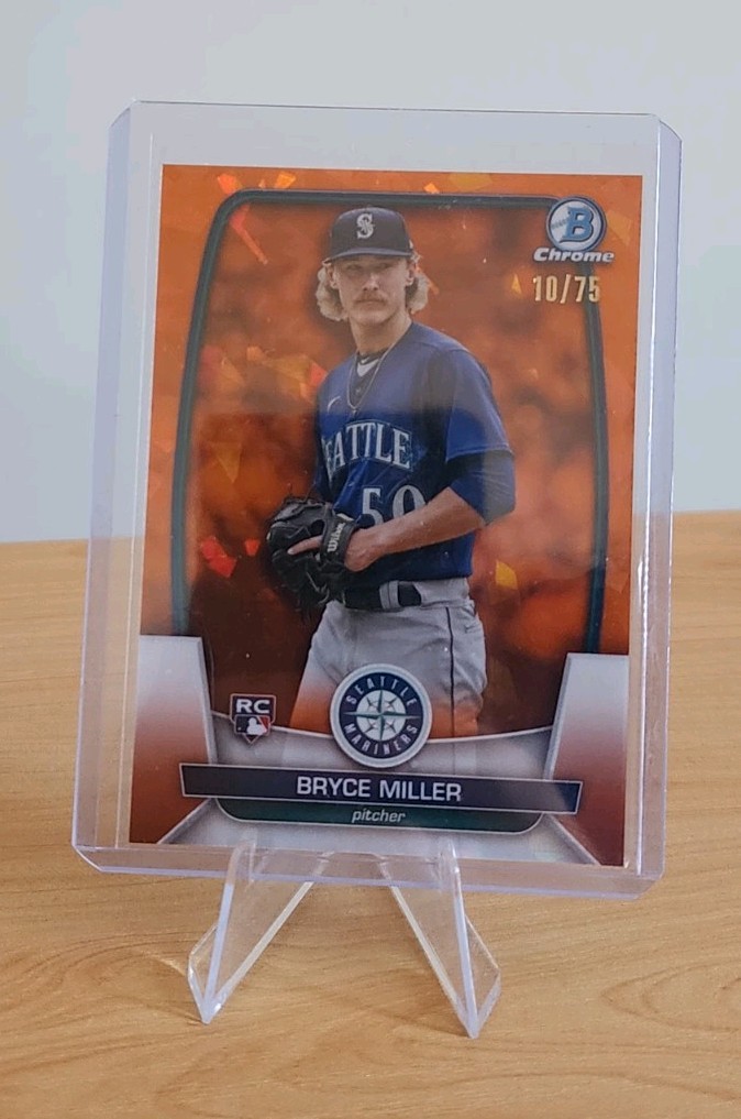 2023 Bowman Chrome Sapphire Bryce Miller Orange Refractor /75 Rookie Mariners