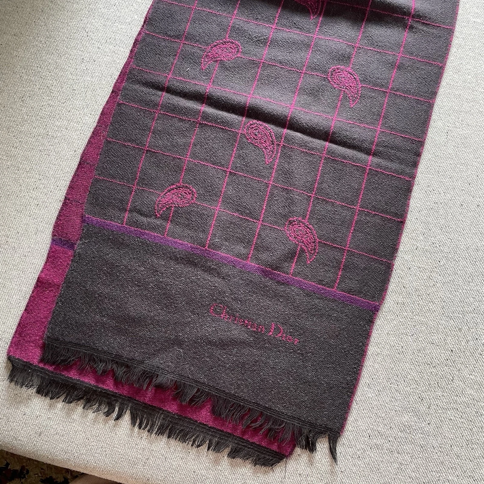foulard cachemire laine christian dior vintage