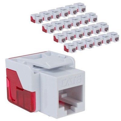 CAT6 Keystone Jack with Inline IDC No Pair Split Wiring Pack of 25, White