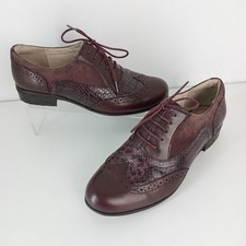 Clarks Narrative Hamble Oak Brogues UK 4.5 Aubergine Lace Up Textured Burgundy 