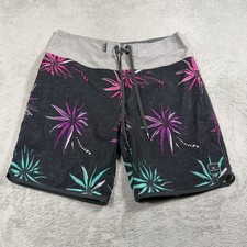 Rip Curl Mirage Board Shorts Mens 32 Black Purple Tropical Floral Surf Swim