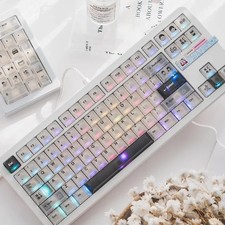 151 Keys Transparent Keycaps, Cherry Profile, Backlit Crystal PC, Shine Through