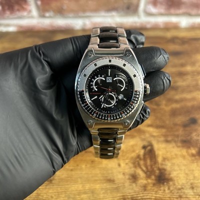 Authentic Men's ESQ Swiss Stainless Fusion Retrograde Chronograph Watch New Batt