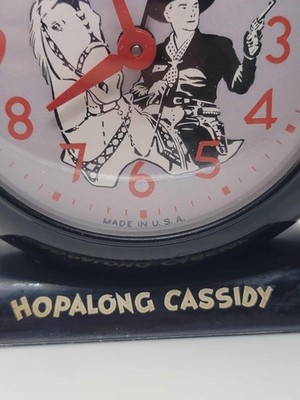 Original 1950s Hopalong Cassidy Wind-Up Alarm Clock Vintage