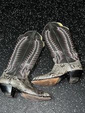 Womens Tony Lama boots M-toe grey snake skin vintage size 7B