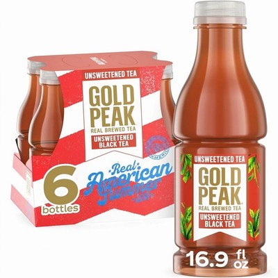 Gold Peak Unsweetened Tea, 16.9 Fl Oz, Pack of 6 Bottles