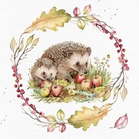 20 Servietten Hedehog Autumn Feast Igel Tiere ÄPfel BläTter Herbst Kranz 33X33Cm