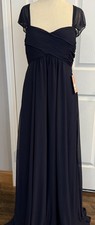 NWT Birdy Grey Prom Bridesmaid Dress Maria Navy Blue MED Chiffon Formal Wedding