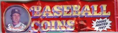 1987 Topps Baseball Card Coins Unopened Pack of 3 Coins
