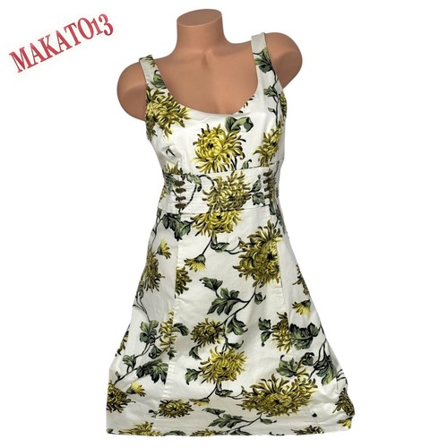 Donna Ricco Women's Sz 12 Pocket Dress Sleeveless White Green Floral Knee Lenght