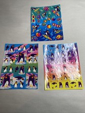 Vintage Lisa Frank Stickers Lot Of 3 Surfing Penguin Sheet sunglasses fish ball