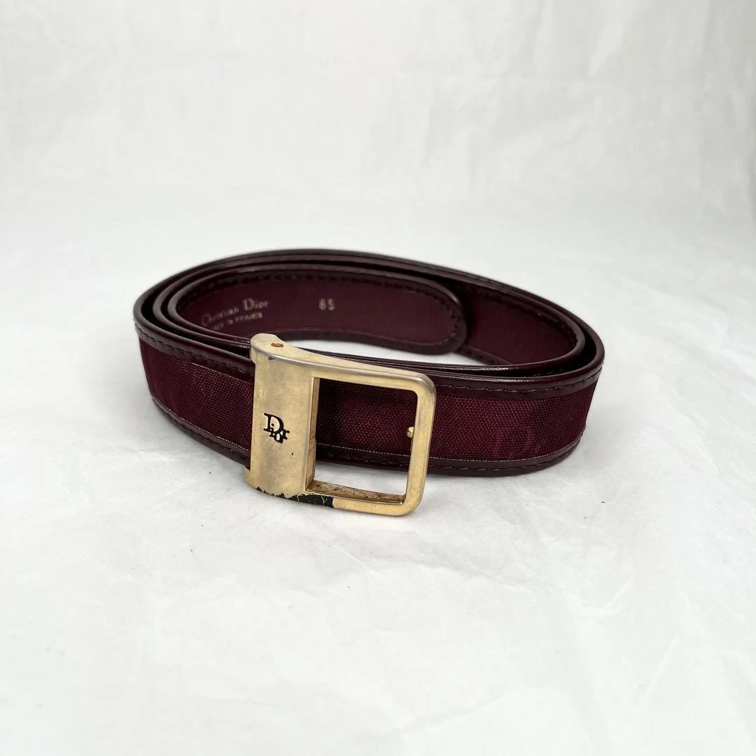 Authentique ceinture unisexe Christian Dior cuir boucle dorée pour 58 63 cm du Japon