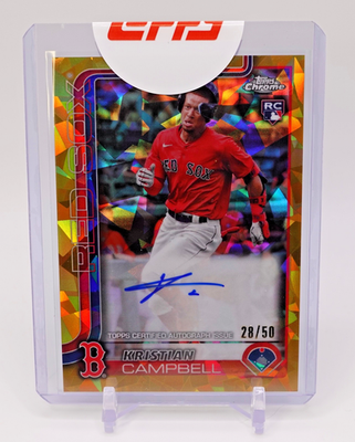 #ad 2025 Topps Chrome Sapphire KRISTIAN CAMPBELL RC AUTO GOLD REFRACTOR 50 SEALED $240.00