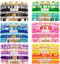 Friendship Bracelets Heishi Surfer Clay Bead Bracelets Set Stackable Beaded Prep
