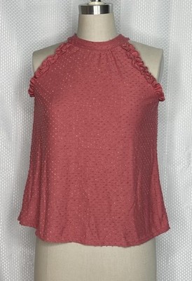 NWT WHO WEAR WHAT WHEN WHERE WOMEN'S TOP MOCK NECK SLEEVELESS DARK CORAL SIZE S