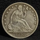 1858 O United States Seated Liberty Half Dollar 50C Silver Coin