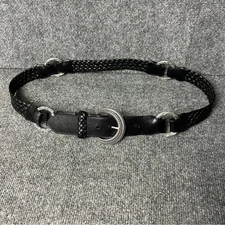 Vintage Brighton Townsend stretch leather ring belt size 38 1X black woven boho