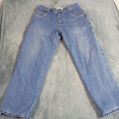 Faded Glory Mens Fleece Lined Carpenter Jeans Medium Wash Blue Denim 34x34