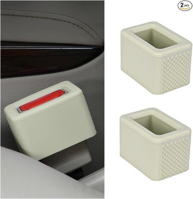 2-Pack Car Seat Belt Buckle Holder, Silicone Easy-Access Vehicle  Color: Beige