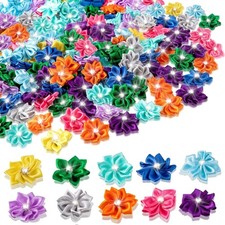 150 Pieces Satin Ribbon Flowers Small Flowers for Crafts 1.2 Inch Mini Fabric Fl