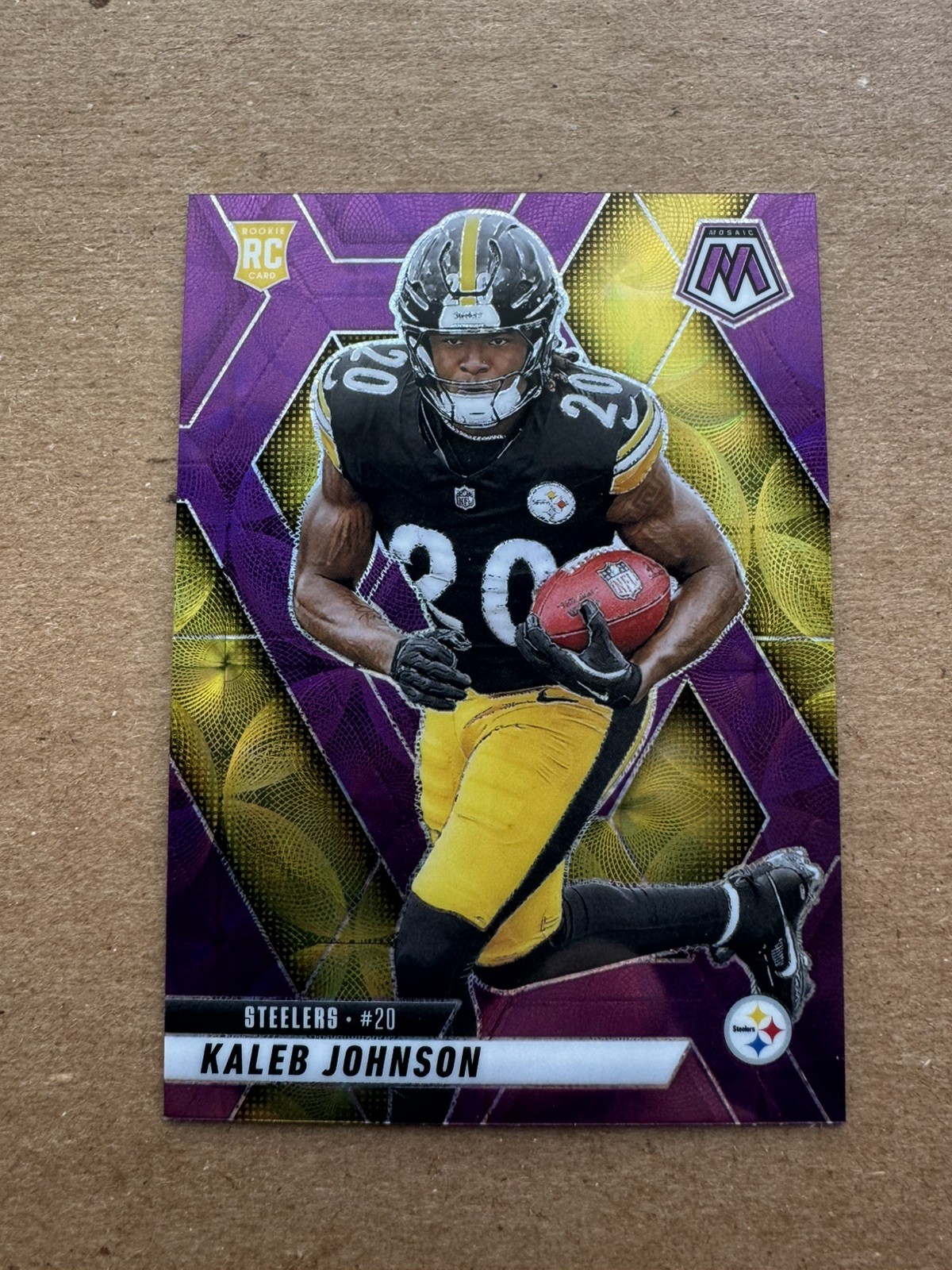 Kaleb Johnson 2025 Panini Mosaic Rookie RC Purple Scope #315 Pittsburgh Steelers