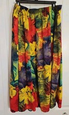 Vtg Dena Lauren Womens Skirt Size 18/20 Rayon Pull On Floral Leaf Boho Midi Long