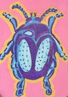 ACEO Original Blue and Pink Beetle Acrylic, Bug Illustration by Viristudios — photo 2