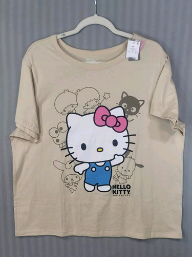 Hello Kitty And Friends T Shirt Womens top Size XXL Beige Graphic Print New