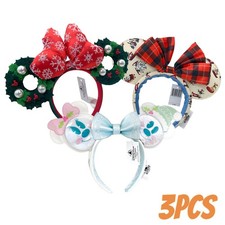 Disney~ Holiday Lodge Snow Mickey+Minnie Wreath +Pastel Snowman Christmas Ears