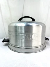 Vtg MCM Kromex Spun Aluminum Cake Carrier Holder Taker Keeper Locking Lid FrShip