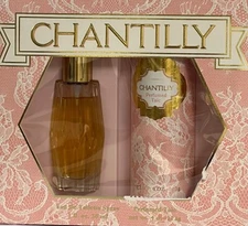 Chantilly 4 oz Talc + Eau de Toilette Spray 1 oz Set original 90s Unopened