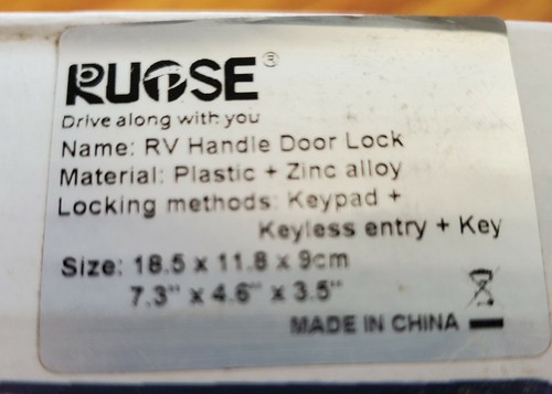 RV Keyless Entry Door Lock Latch Handle Knob Deadbolt Zinc Alloy Gold by Rupse - Picture 4 of 5