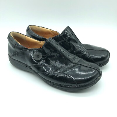 Clarks Artisan Unstructured Womens Loafers Slip On Faux Leather  Black