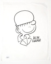 Mort Walker REAL hand Drawn & SIGNED Beetle Bailey Sketch #2 JSA COA Autographed