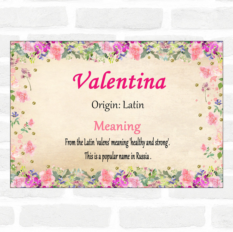 Valentina Name Meaning Floral Certificate | eBay