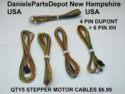x5 STEPPER MOTOR CABLE 1 METER PRUSA i3 4 PIN DUPONT PH2.54 6 PIN XH 2.0 3D  USA