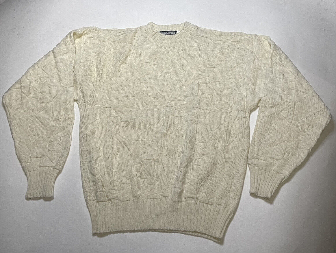 Vintage Geometrics Knit Sweater Mens Large USA Iv… - image 1