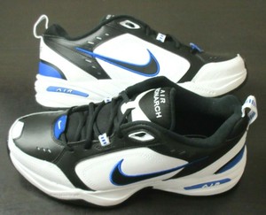 Nike Men S Air Monarch Iv Walking Running Black White Blue Shoes Size 10 New Ebay