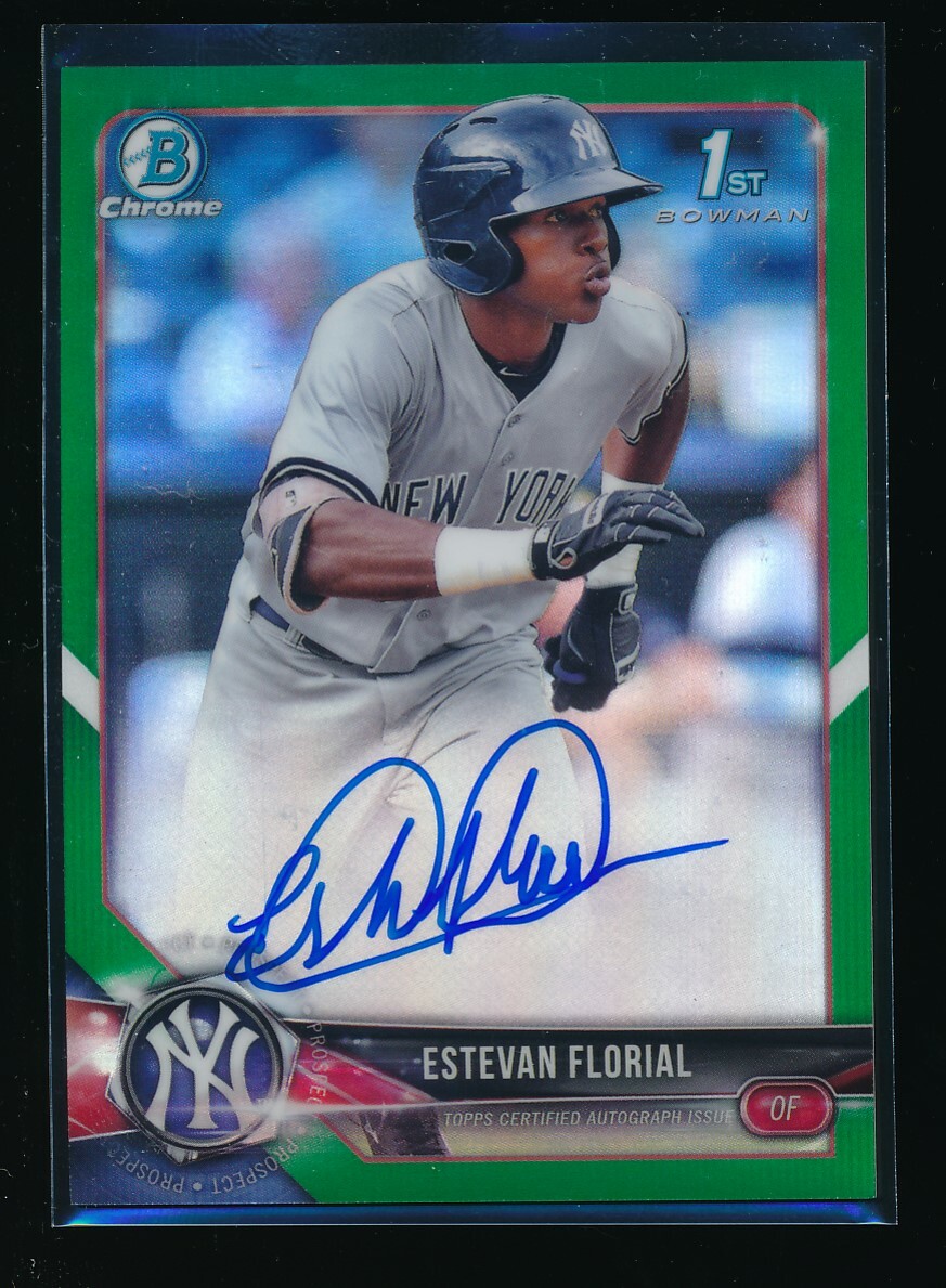 ESTEVAN FLORIAL AUTO 2018 Bowman Chrome Autograph GREEN REFRACTOR #/99 Rookie RC