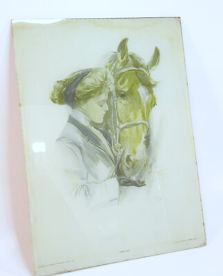 Dumb luck by Harrison Fisher-woman and her horse print on glass