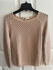 LOFT Petites Light Rose Scallop Neck Crochet Long Sleeve Sweater, Women s Sz PS