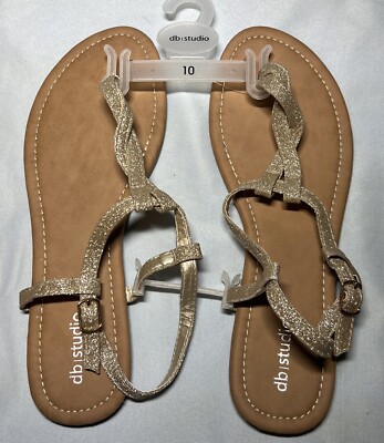 David’s Bridal Shoes Gold Bridal Sandals Size 10 New