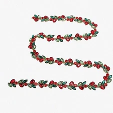 SparkleLeaf Rhinestone Chain: 1 Yard of Shiny Red-Green Flower & Leaf Crystal Tr