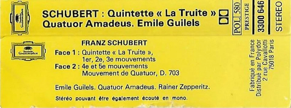 Schubert The Trout CASSETTE ALBUM Emil Gilels Amadeus Quartet DG - Image 4 of 4